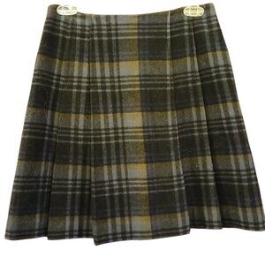ANN TAYLOR Plaid Pleated Wool Skirt 4R - EUC